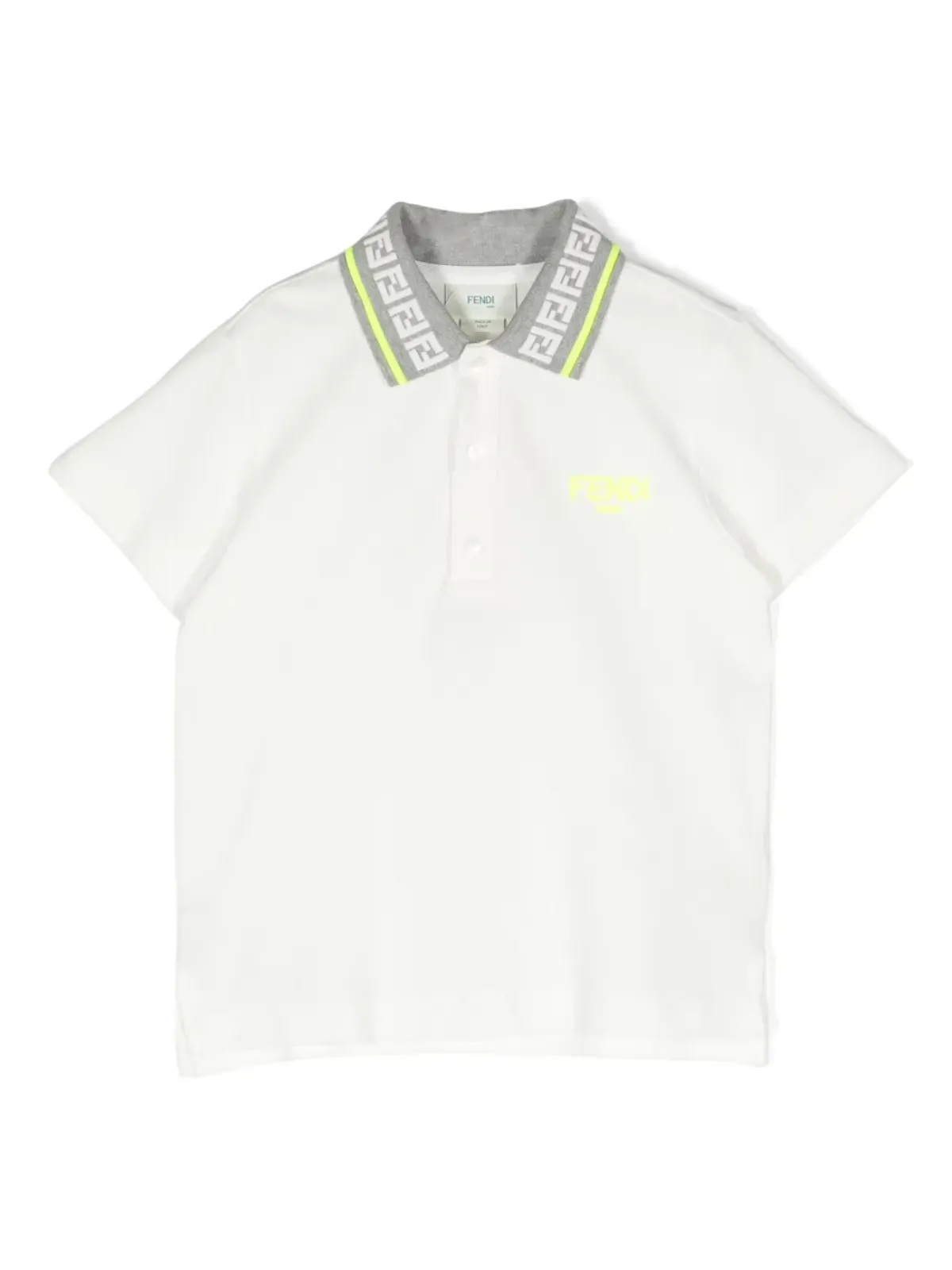 Fendi Kids コントラストカラー襟 コットン ポロシャツ - White - 画像1