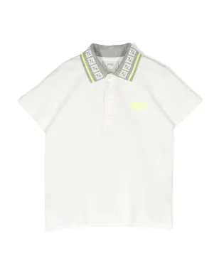 Fendi Kids コントラストカラー襟 コットン ポロシャツ - White - サムネイル1