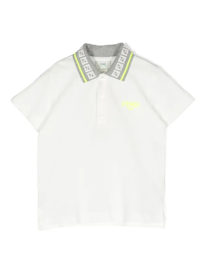 Fendi Kids Fendi Kids コントラストカラー襟 コットン ポロシャツ - Whiteの商品画像