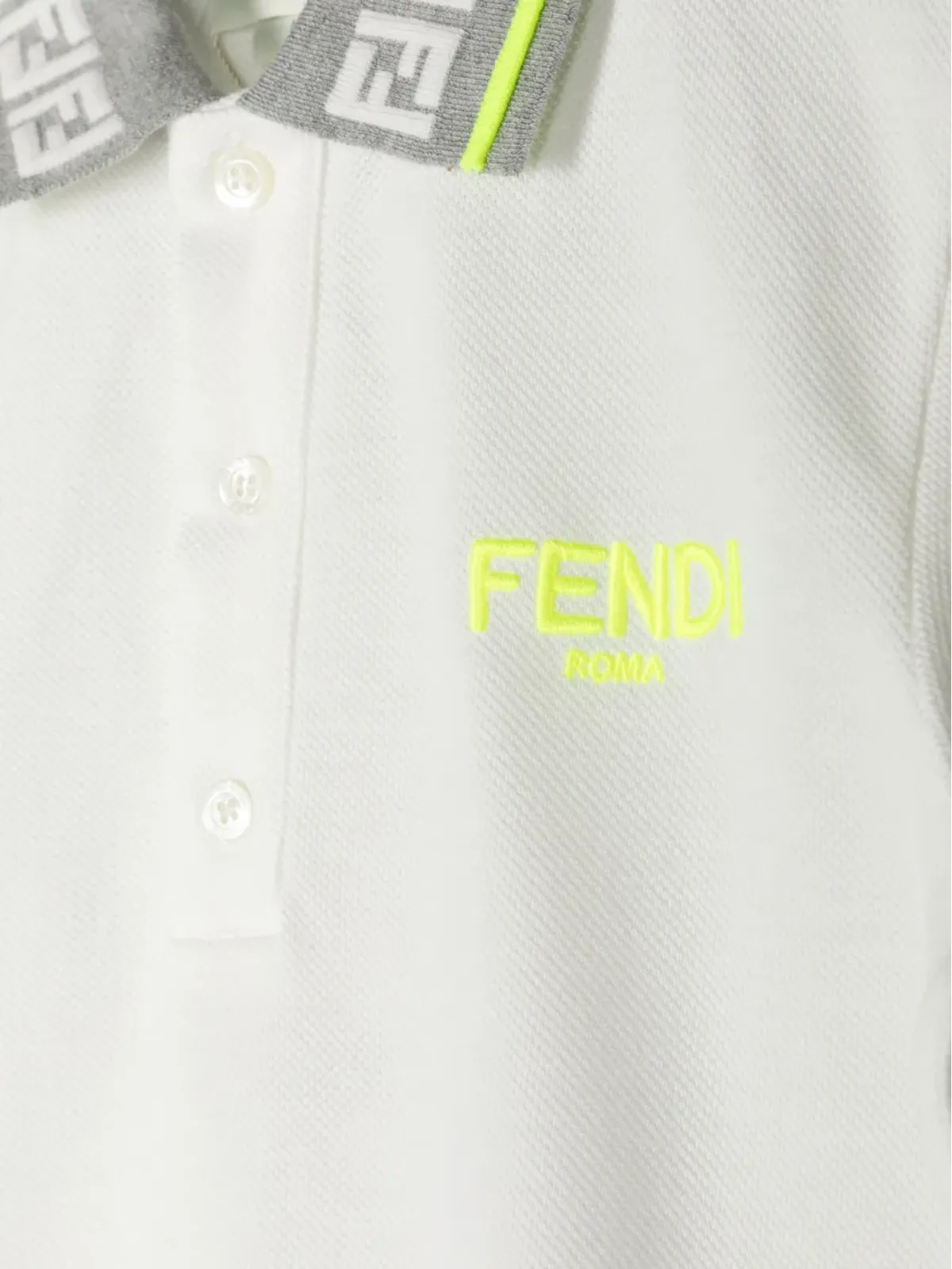 Fendi Kids コントラストカラー襟 コットン ポロシャツ - White - 画像3