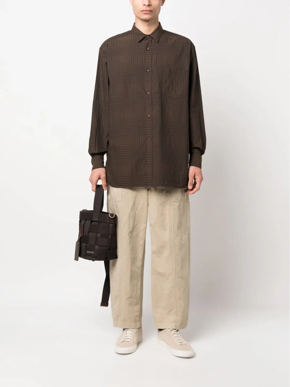 White Mountaineering チェックジャカード長袖シャツ - 画像2