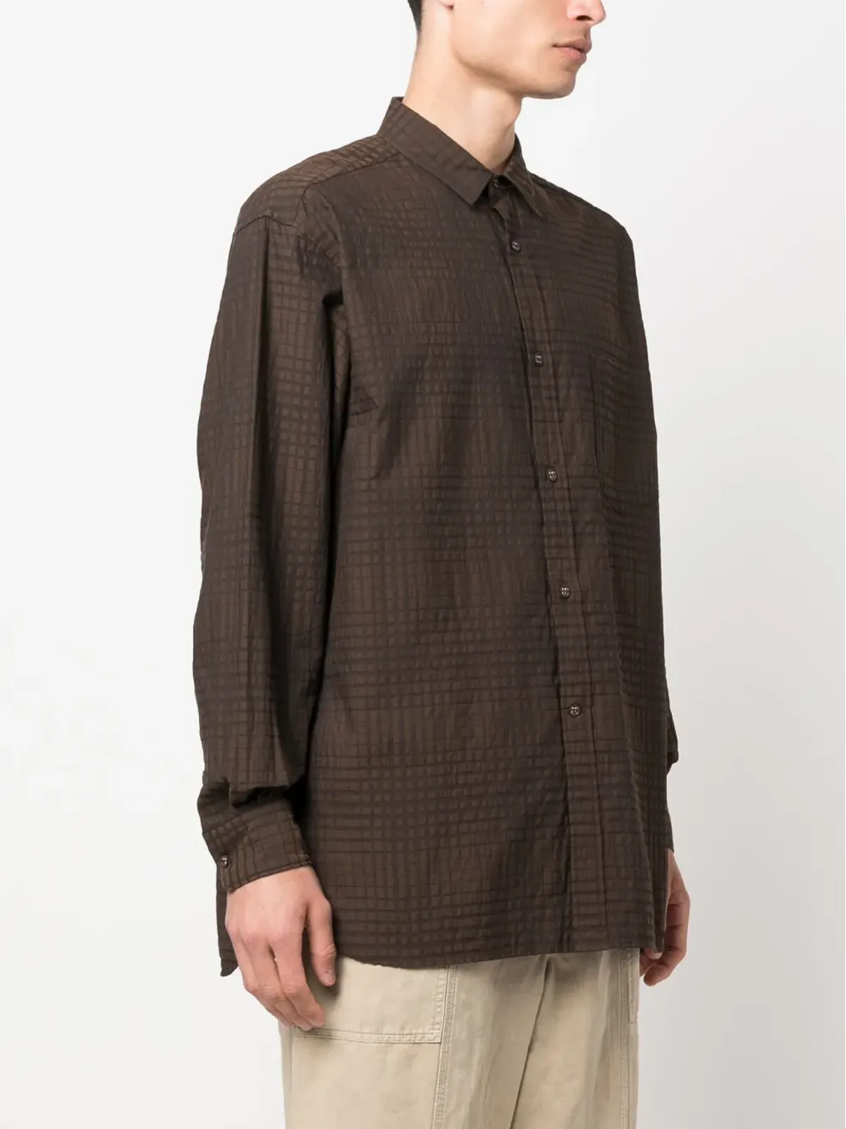 White Mountaineering チェックジャカード長袖シャツ - 画像3