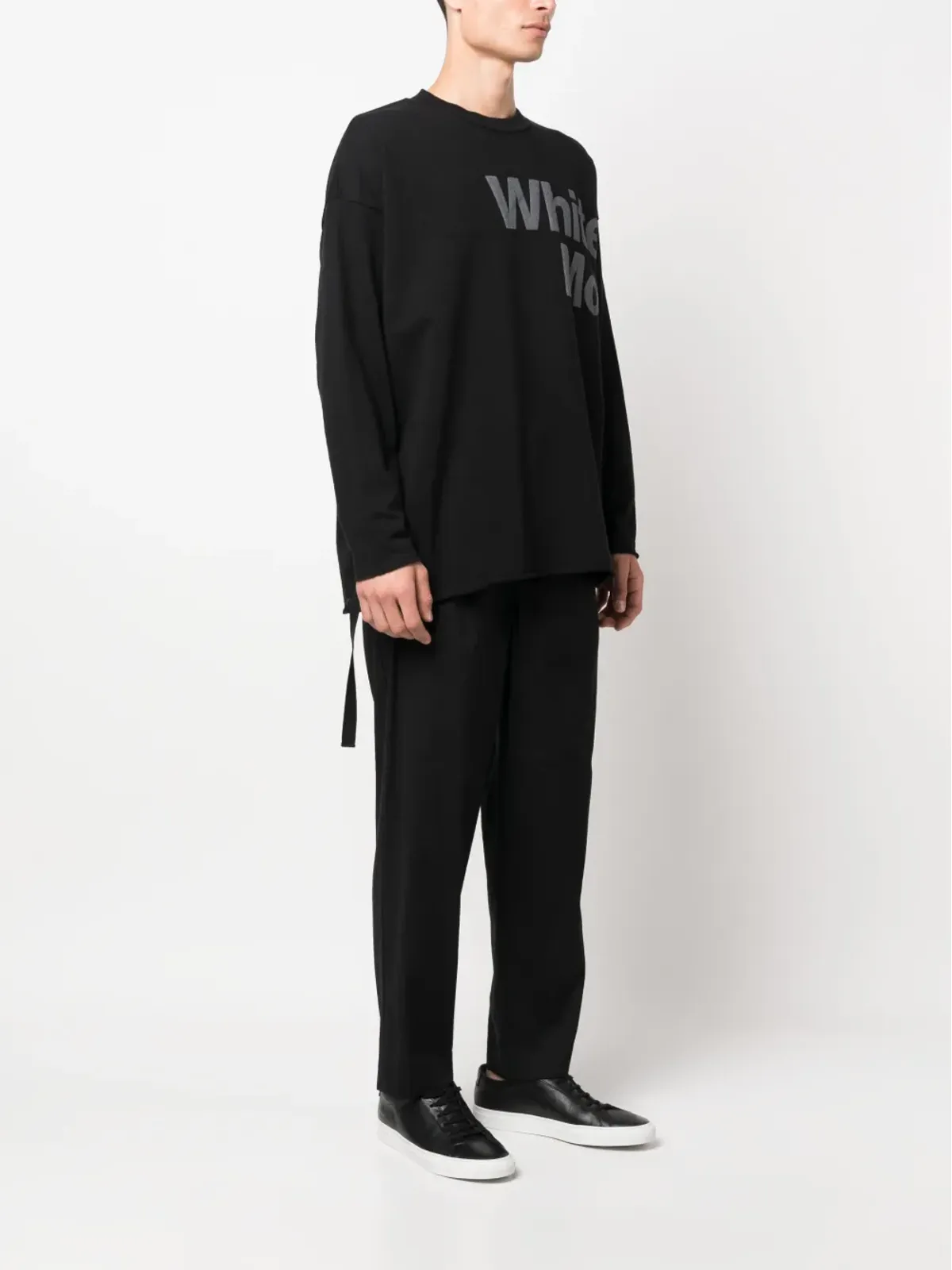 White Mountaineering ロゴプリント ドレープストラップ スウェットシャツ ブラック - 画像3