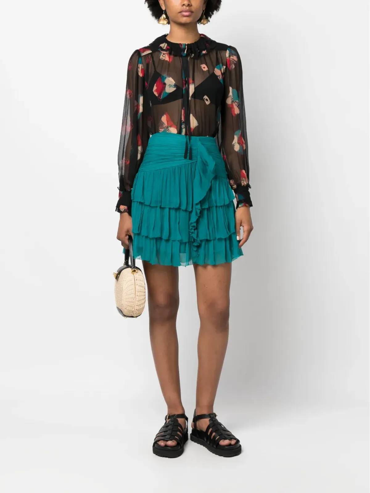 Ulla Johnson アブストラクトプリント シアーブラウス - 画像2
