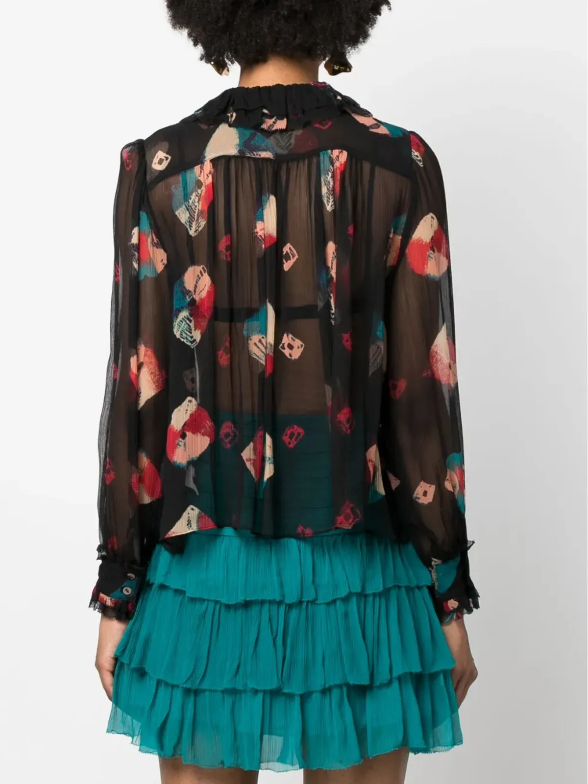 Ulla Johnson アブストラクトプリント シアーブラウス - 画像4