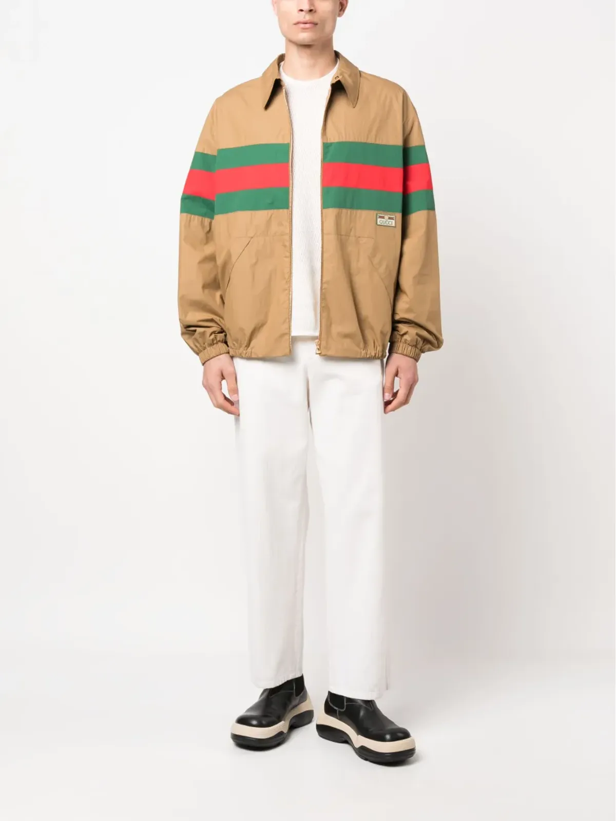 Gucci ウェブストライプジップアップシャツジャケット - 画像2