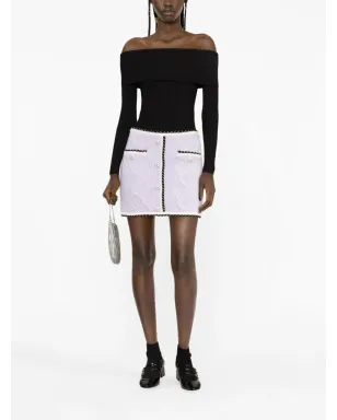 Self-Portrait コントラストトリム ケーブルニット ミニスカート - サムネイル2