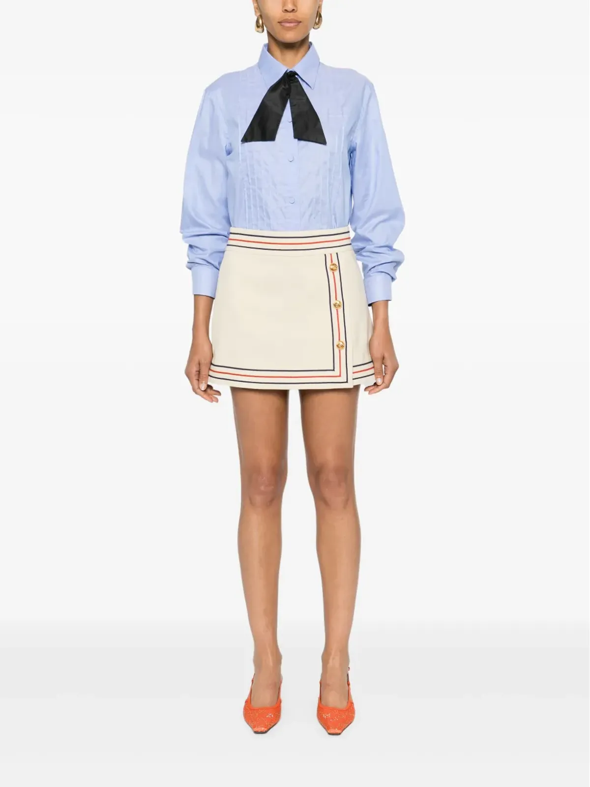 Gucci ストライプボーダー ミニスカート - Neutrals - 画像2