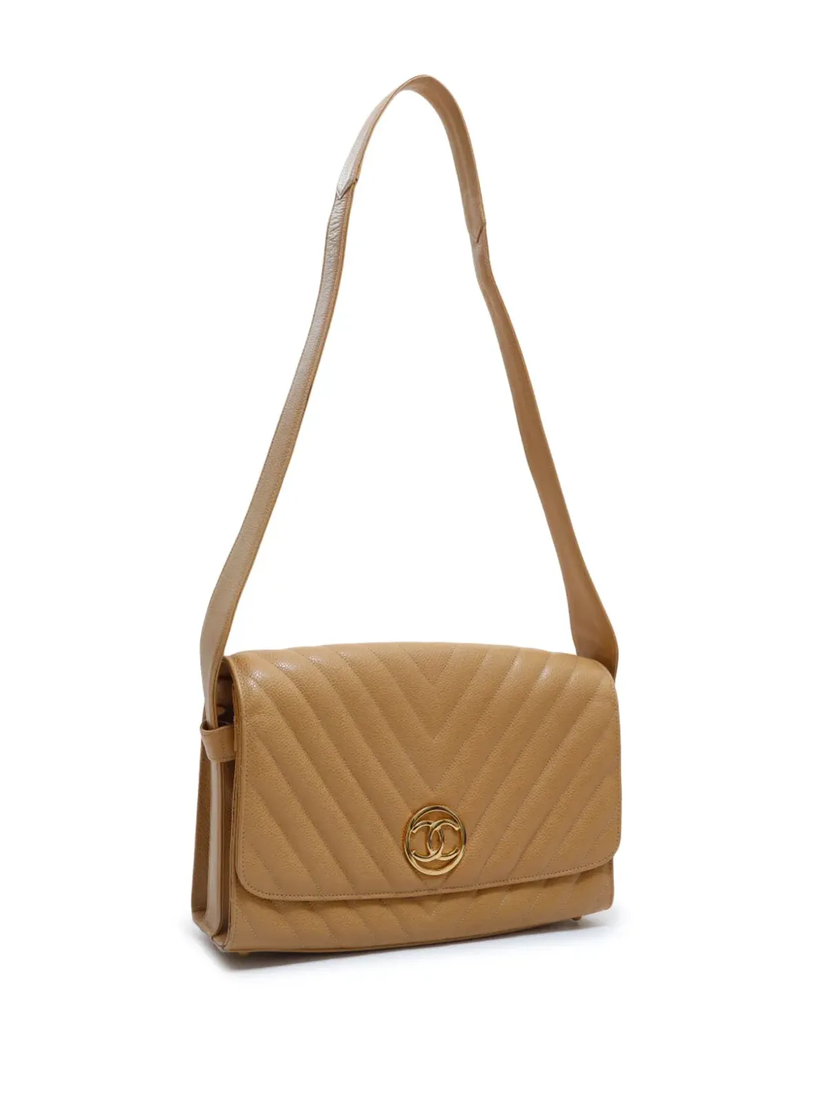 CHANEL ビンテージ 1995-1996 Chevronフラップショルダーバッグ - ニュートラルカラー - 画像3