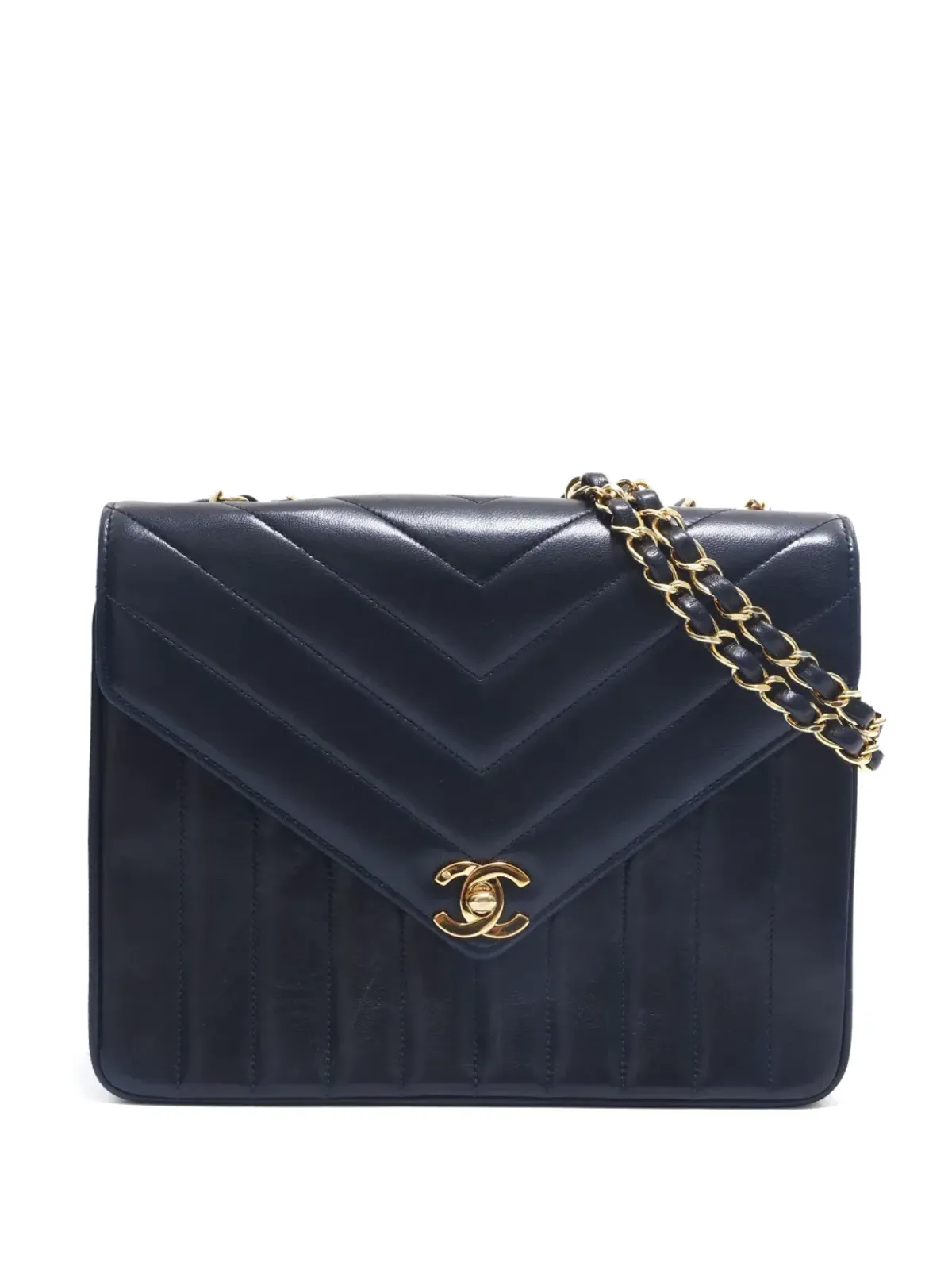 CHANEL ビンテージ 1986-1988 チェブロンキルティングショルダーバッグ - ブラック - 画像1
