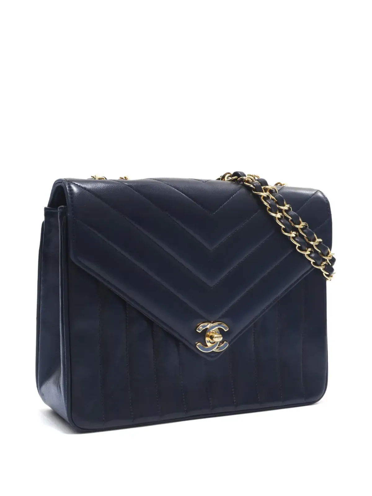 CHANEL ビンテージ 1986-1988 チェブロンキルティングショルダーバッグ - ブラック - 画像3