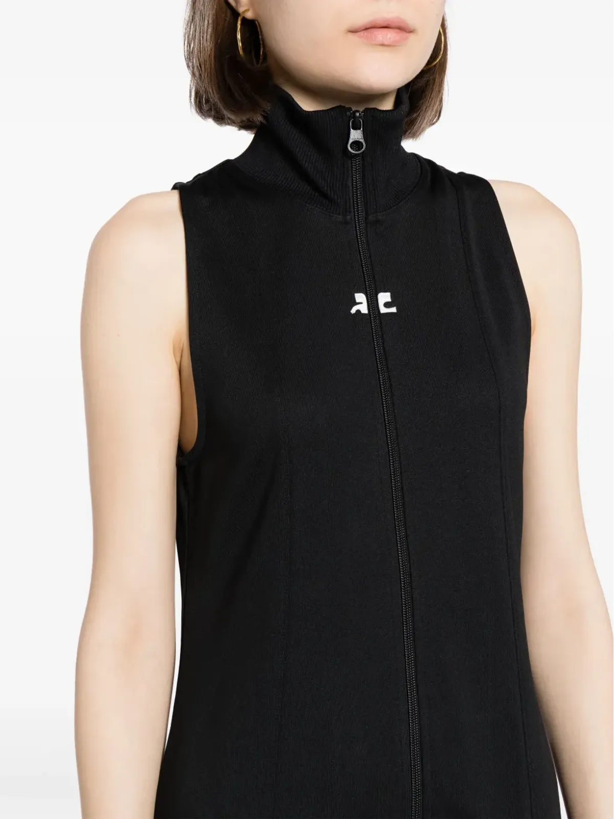 Courrèges Interlock ロゴ刺繍 ミニドレス - ブラック - 画像5