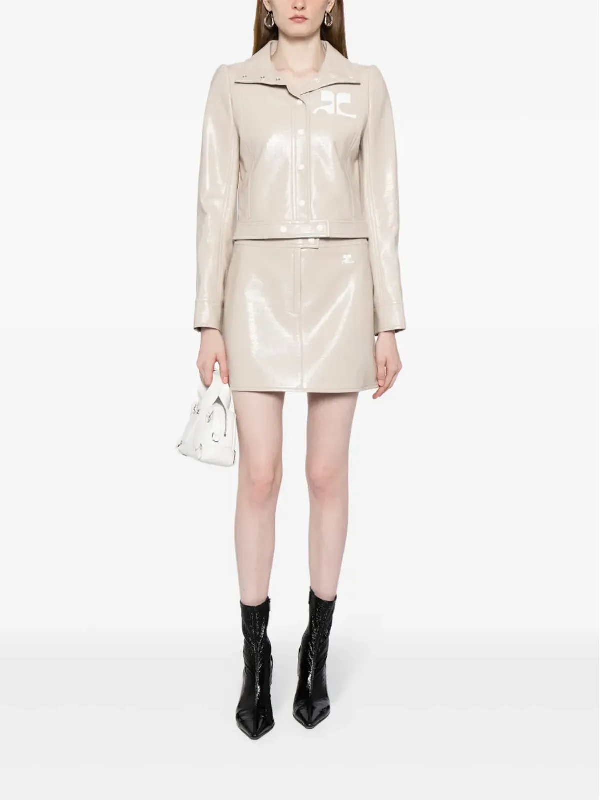 Courrèges ロゴアップリケ ハイウエスト ミニスカート - 画像2