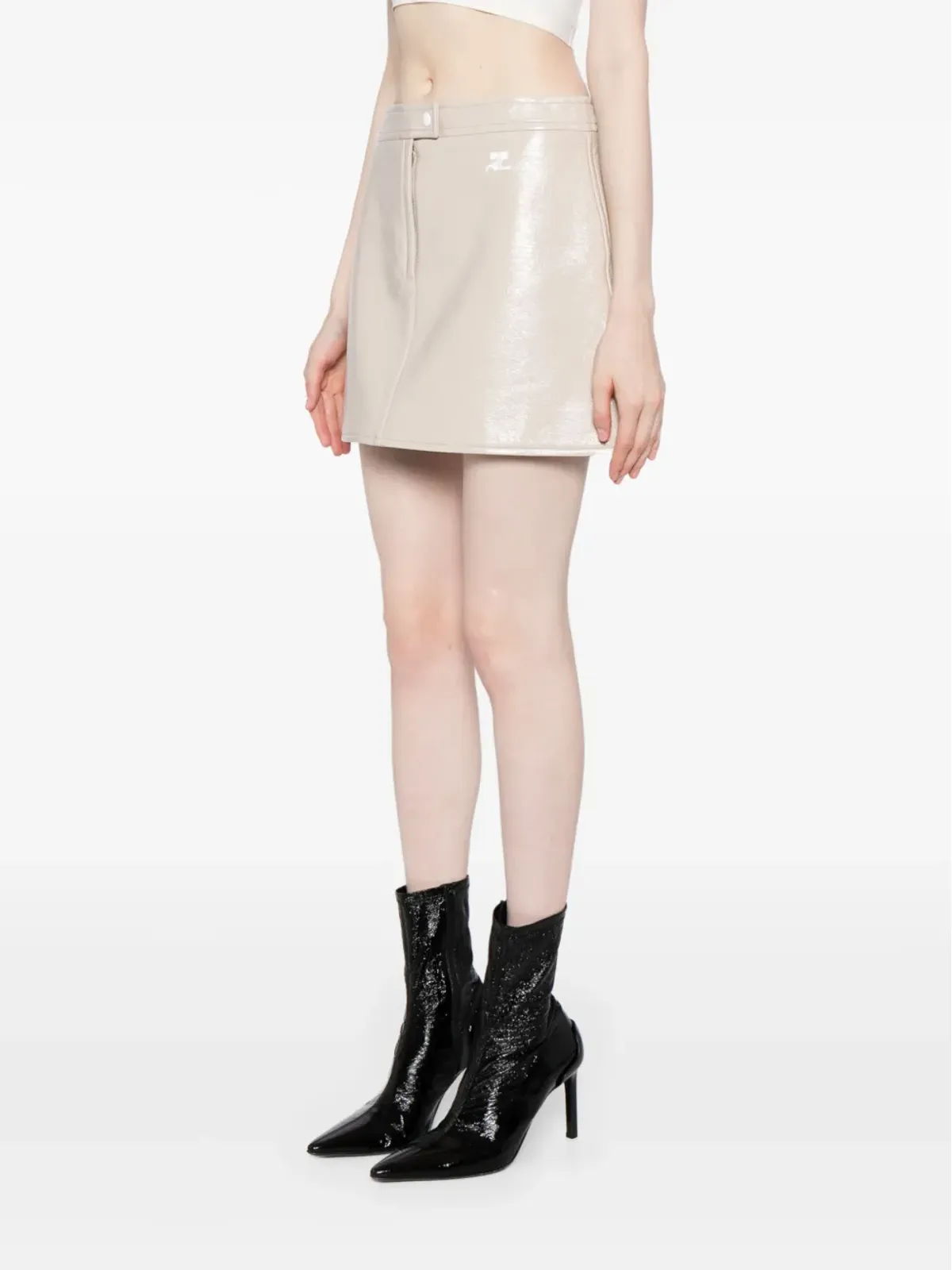 Courrèges ロゴアップリケ ハイウエスト ミニスカート - 画像3