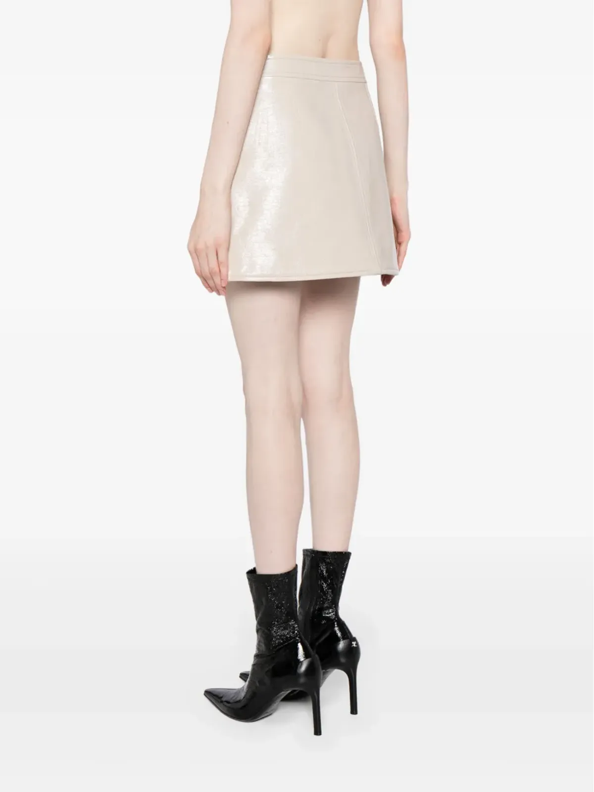 Courrèges ロゴアップリケ ハイウエスト ミニスカート - 画像4
