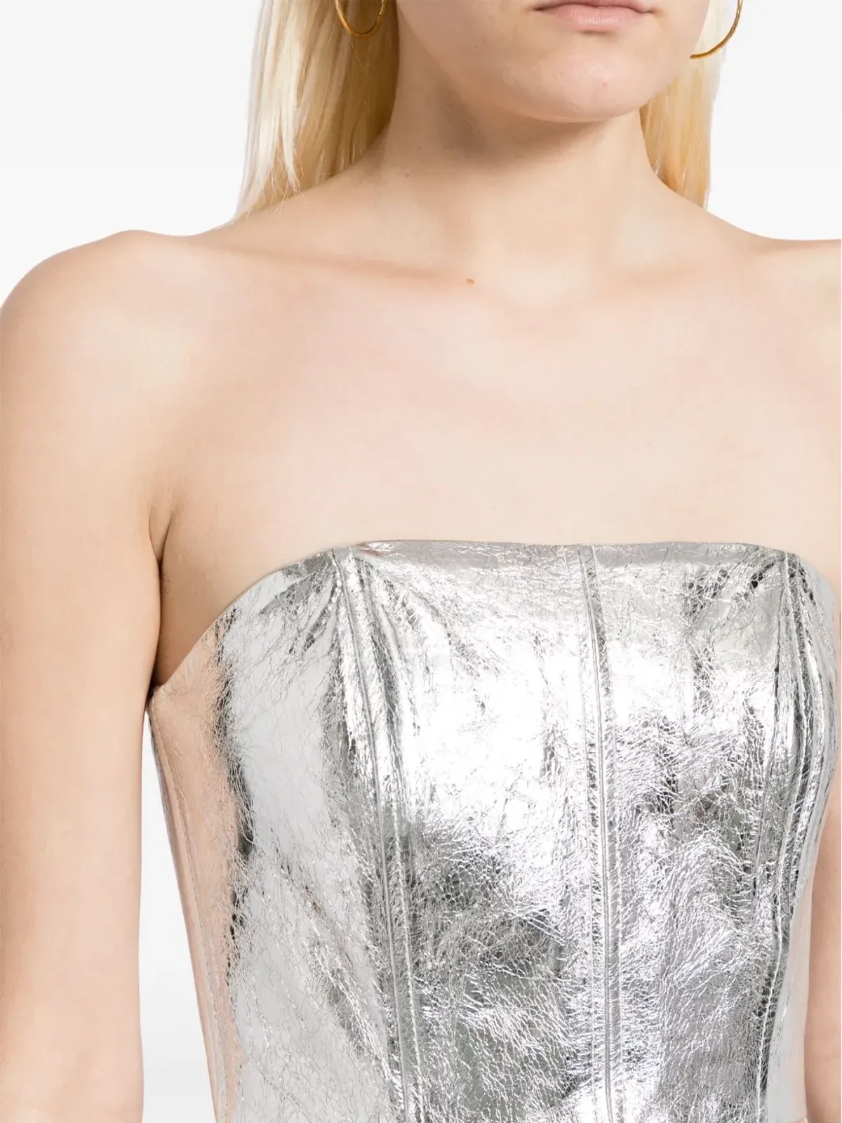 David Koma バンドゥレザー クロップトップ - 画像5