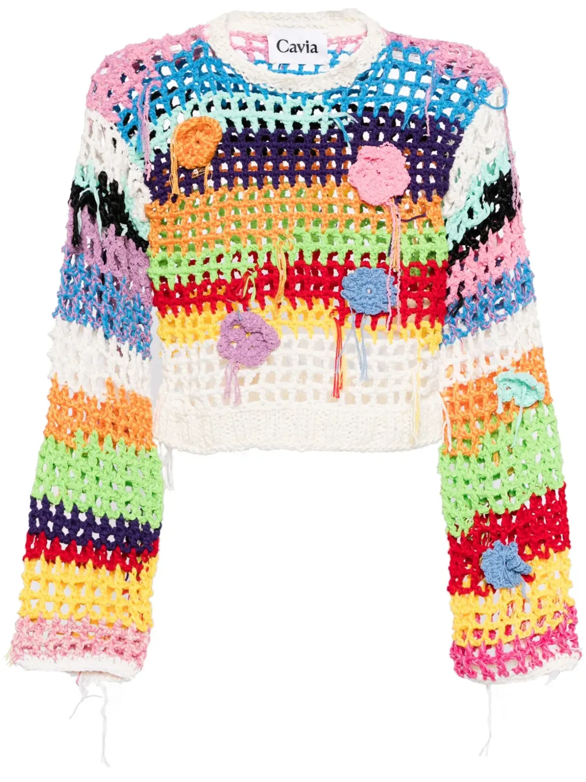CAVIA ストライプ入り クロッシェニット ジャンパー - 画像1