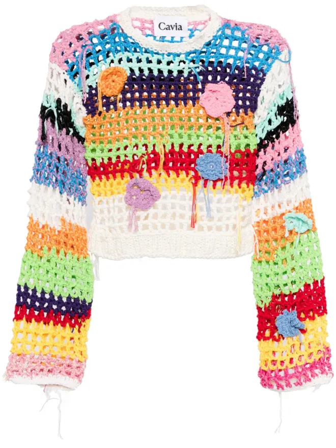 CAVIA CAVIA ストライプ入り クロッシェニット ジャンパーの商品画像