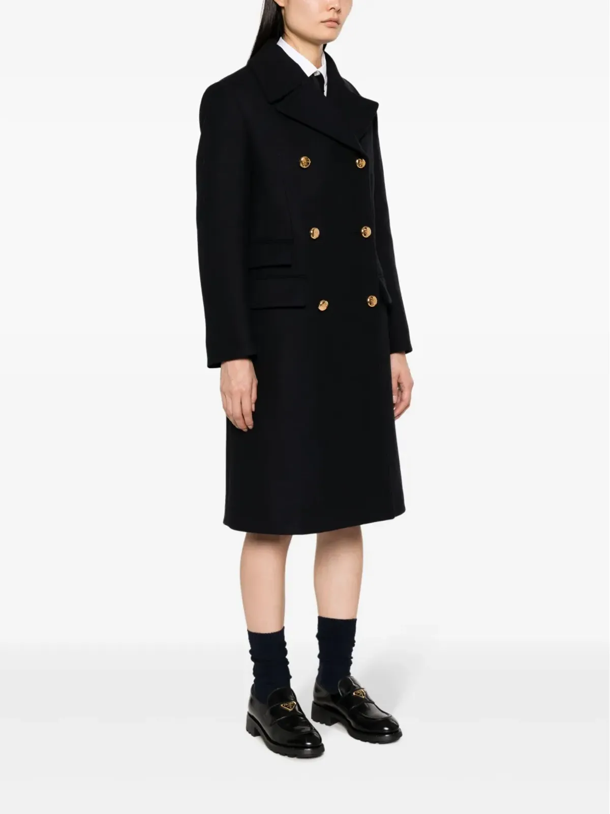 Prada バージンウール ダブルブレストコート - ブルー - 画像3