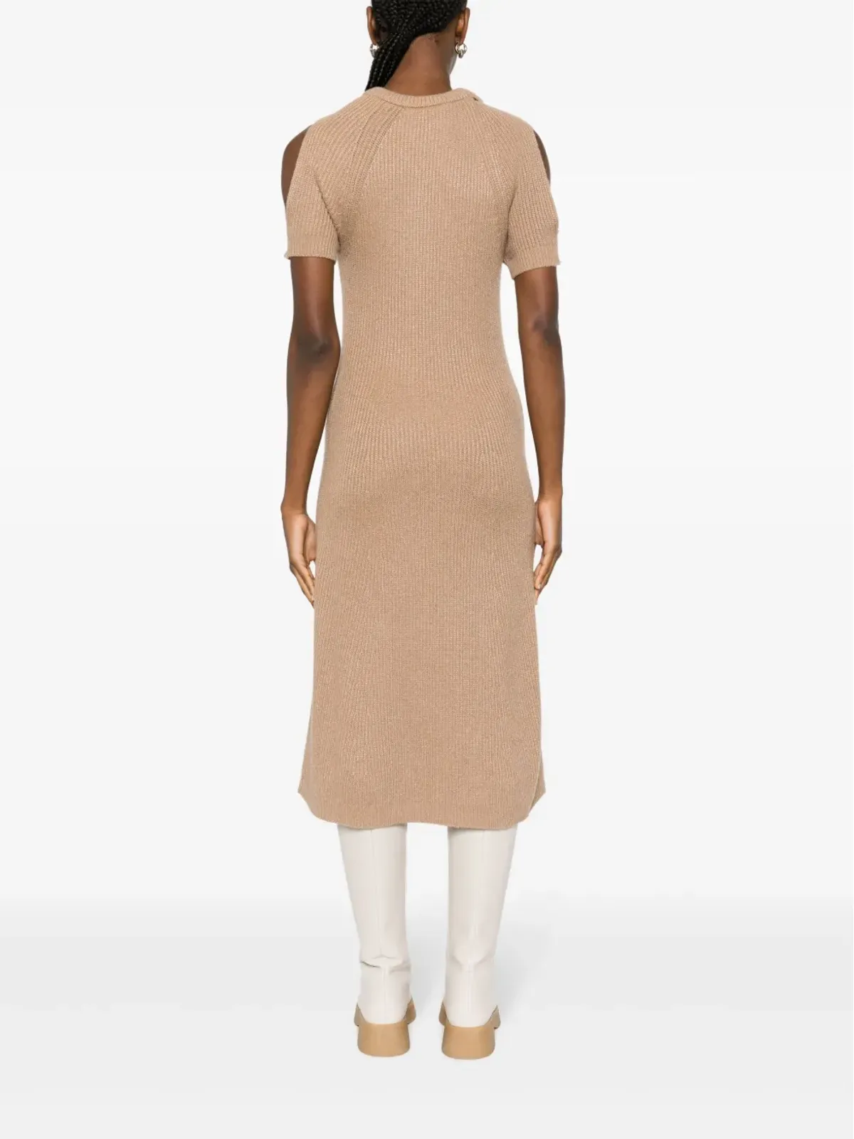 Stella McCartney 半袖リブニットミディドレス ブラウン - 画像4