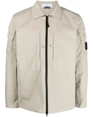 Stone Island コンパスパッチ ジップアップ シャツジャケット - ネュートラルカラー - サムネイル1