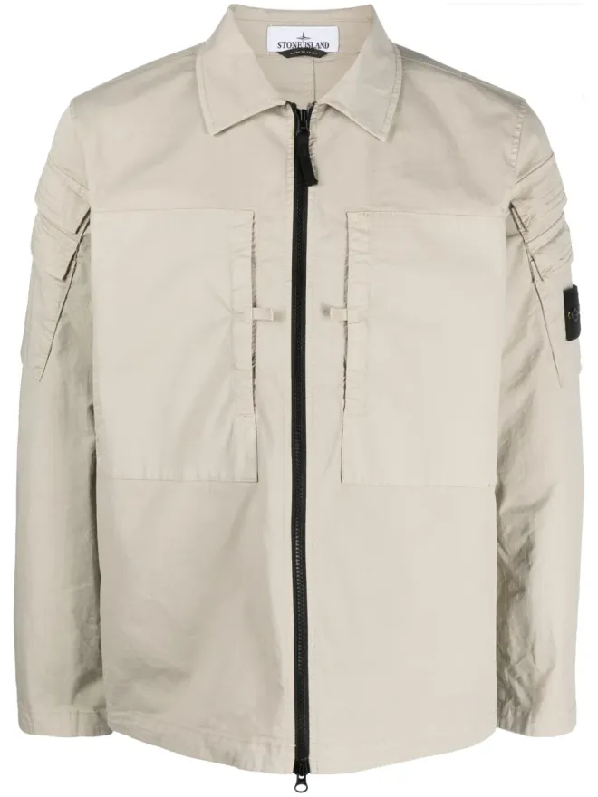 Stone Island Stone Island コンパスパッチ ジップアップ シャツジャケット - ネュートラルカラーの商品画像