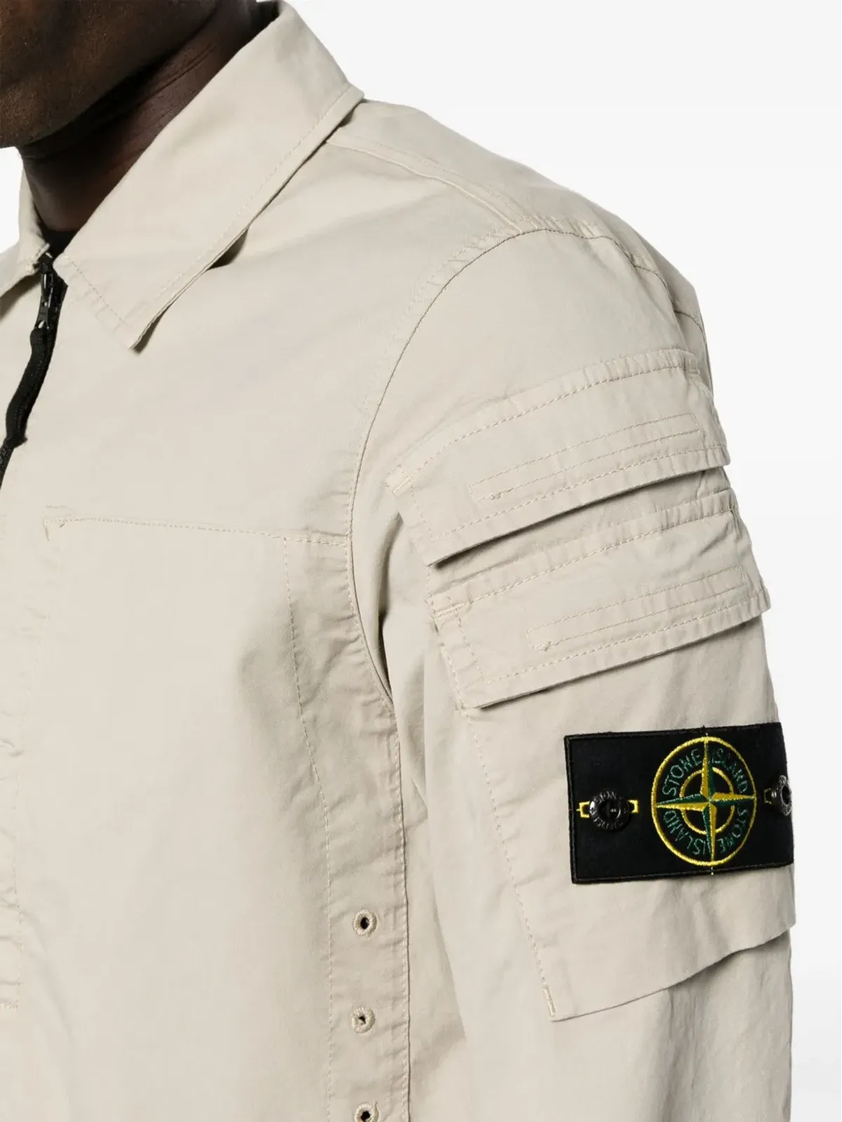 Stone Island コンパスパッチ ジップアップ シャツジャケット - ネュートラルカラー - 画像5