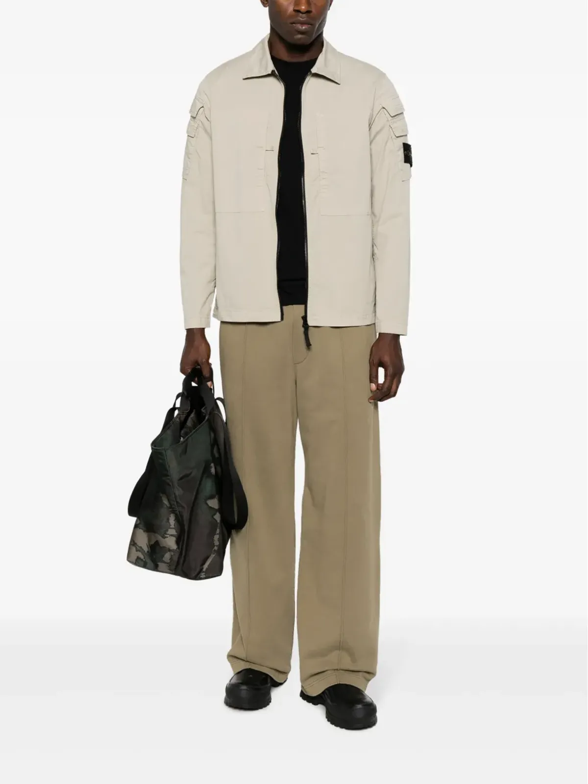 Stone Island コンパスパッチ ジップアップ シャツジャケット - ネュートラルカラー - 画像2