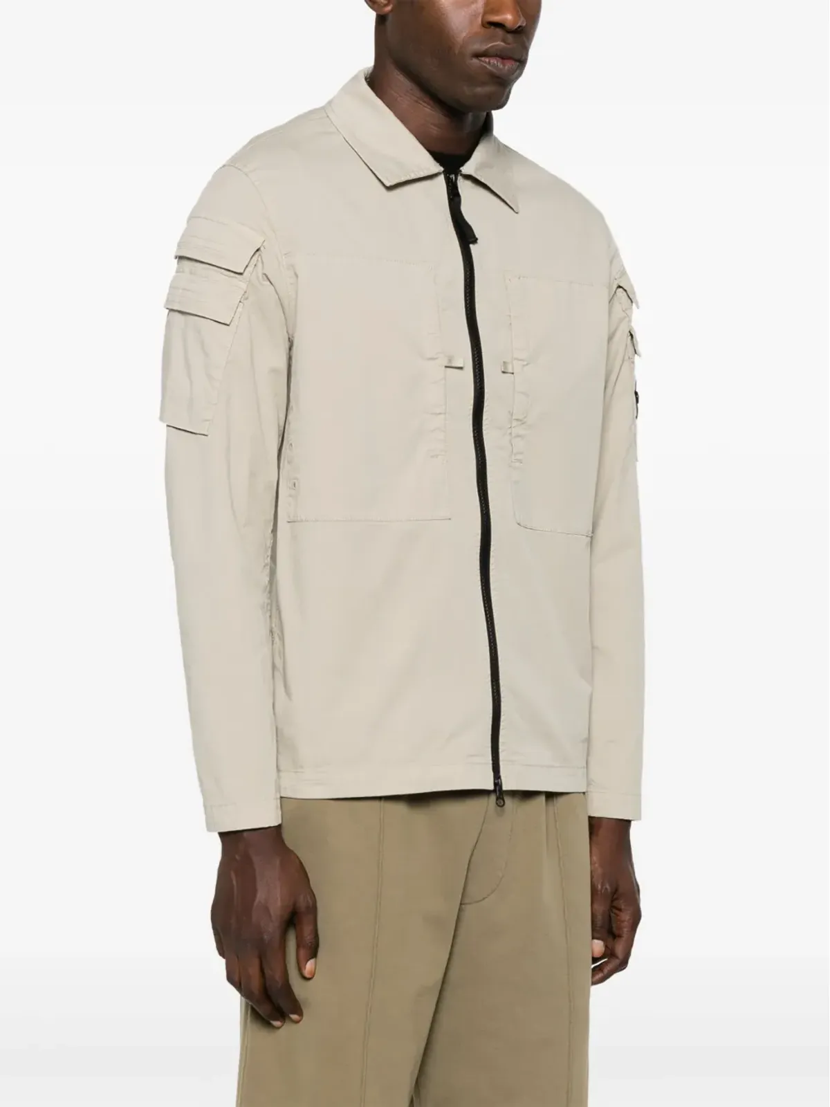 Stone Island コンパスパッチ ジップアップ シャツジャケット - ネュートラルカラー - 画像3