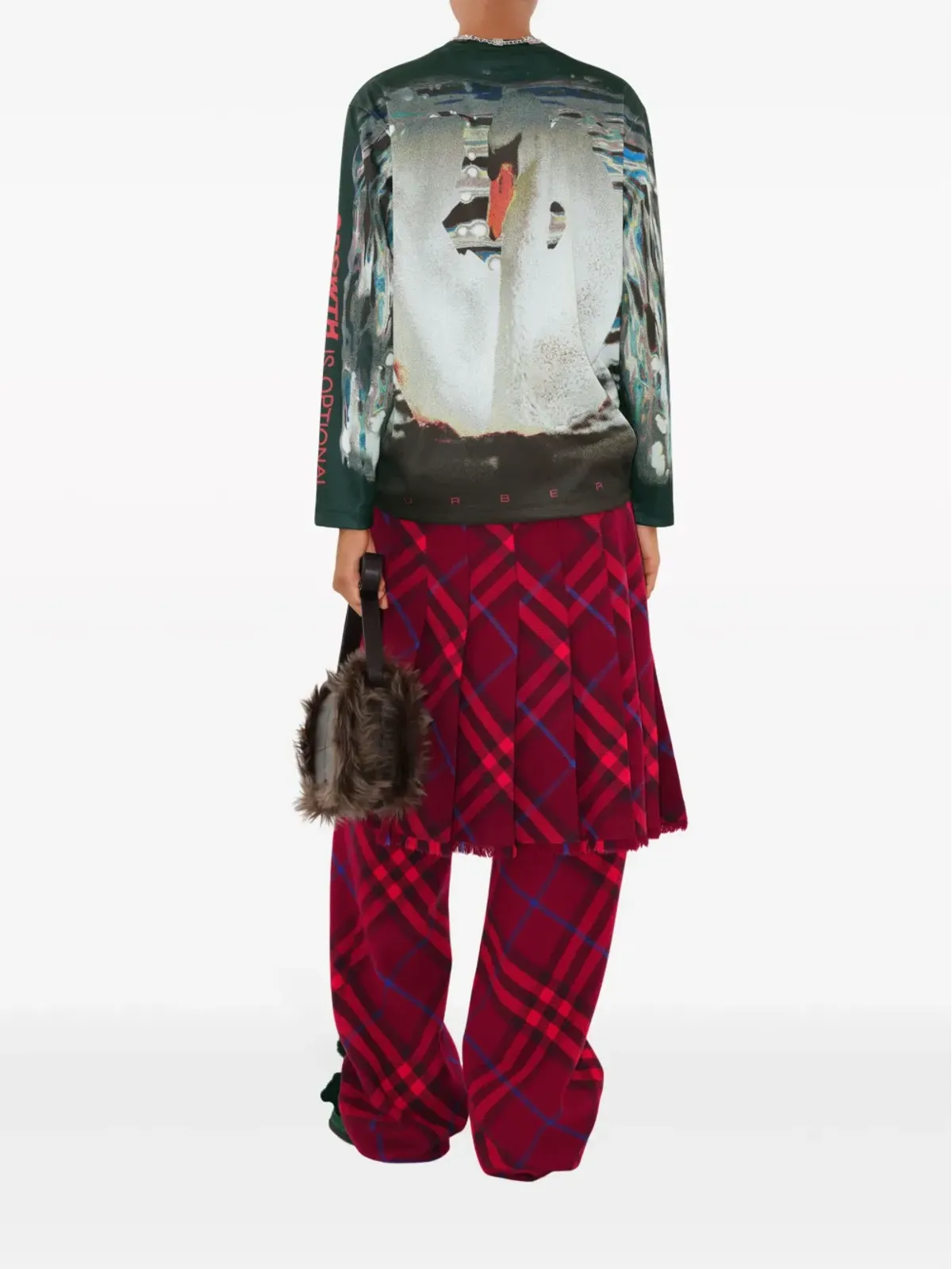 Burberry チェック柄ストレートレッグ ウール トラウザーズ - レッド - 画像4