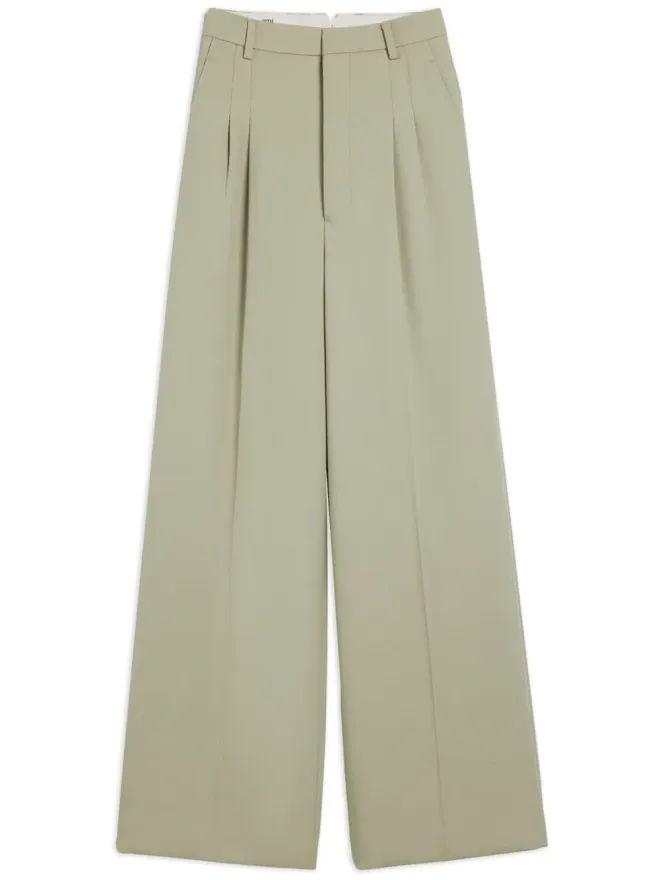 AMI Paris AMI Paris グリーンのワイドレッグ テーラードウールパンツの商品画像