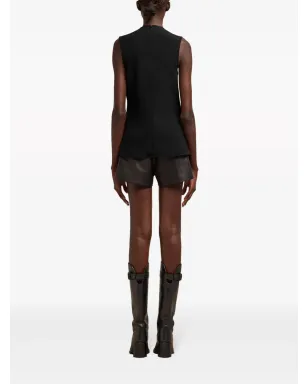 AMI Paris クレープ生地のタンクトップ ブラック - サムネイル4