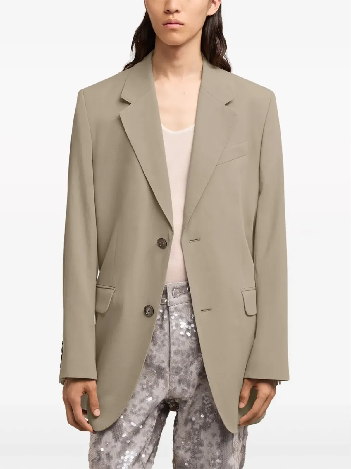 AMI Paris シングルブレスト ヴァージンウール コート - ニュートラルカラー - 画像5