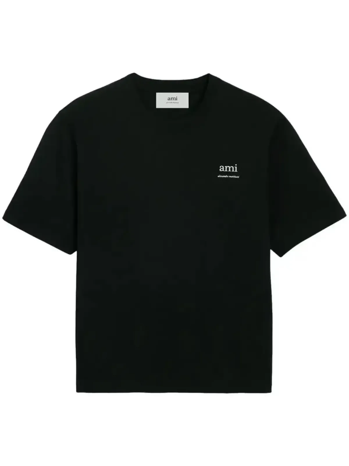 AMI Paris ロゴプリント オーガニックコットン Tシャツ ブラック - 画像1