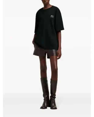 AMI Paris ロゴプリント オーガニックコットン Tシャツ ブラック - サムネイル3