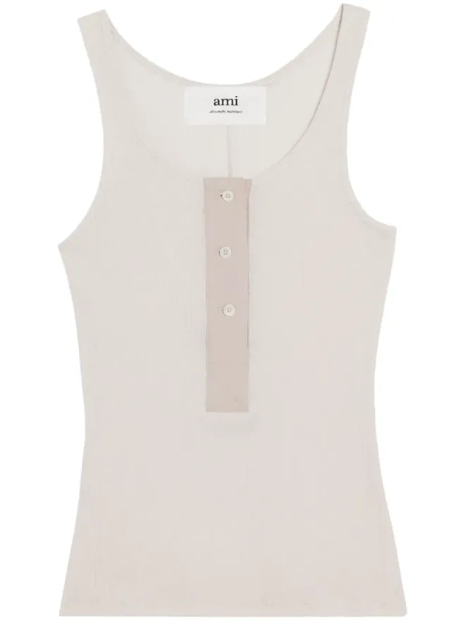 AMI Paris AMI Paris ボタンフロント コットンリブ タンクトップの商品画像