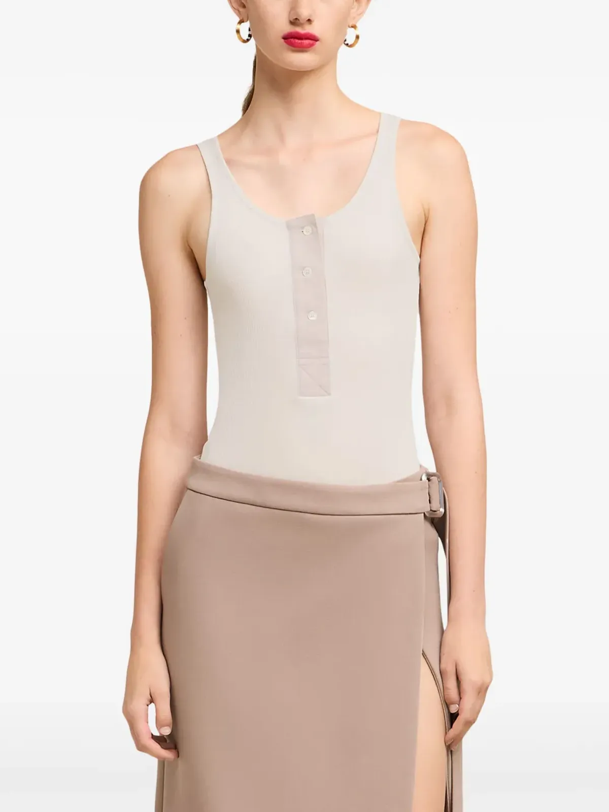 AMI Paris ボタンフロント コットンリブ タンクトップ - 画像5