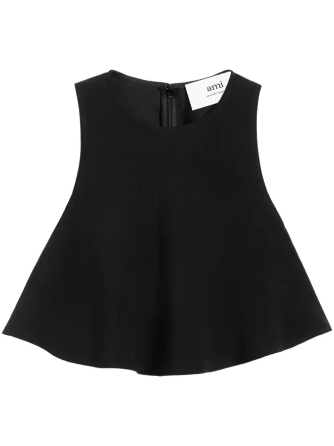 AMI Paris AMI Paris フレアクロップド ブラウス - ブラックの商品画像
