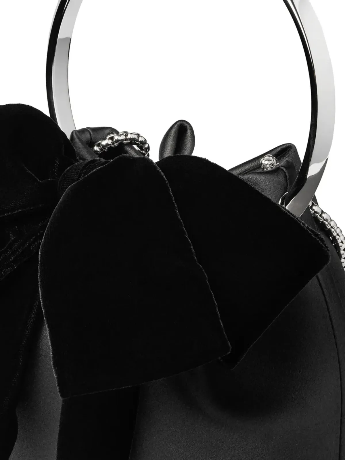 Jimmy Choo ボンボン リボンディテール サテンバッグ - ブラック - 画像5