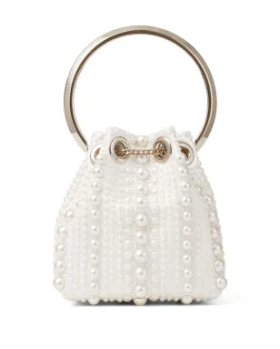 Jimmy Choo ボンボン パール装飾ミニバッグ - ホワイト - サムネイル3