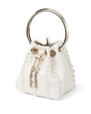 Jimmy Choo ボンボン パール装飾ミニバッグ - ホワイト - サムネイル4
