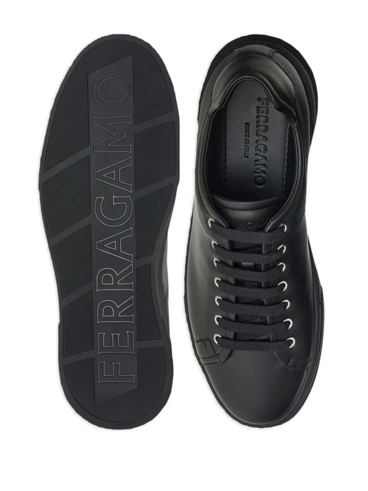 Ferragamo パネルドレザー スニーカー - ブラック - 画像5