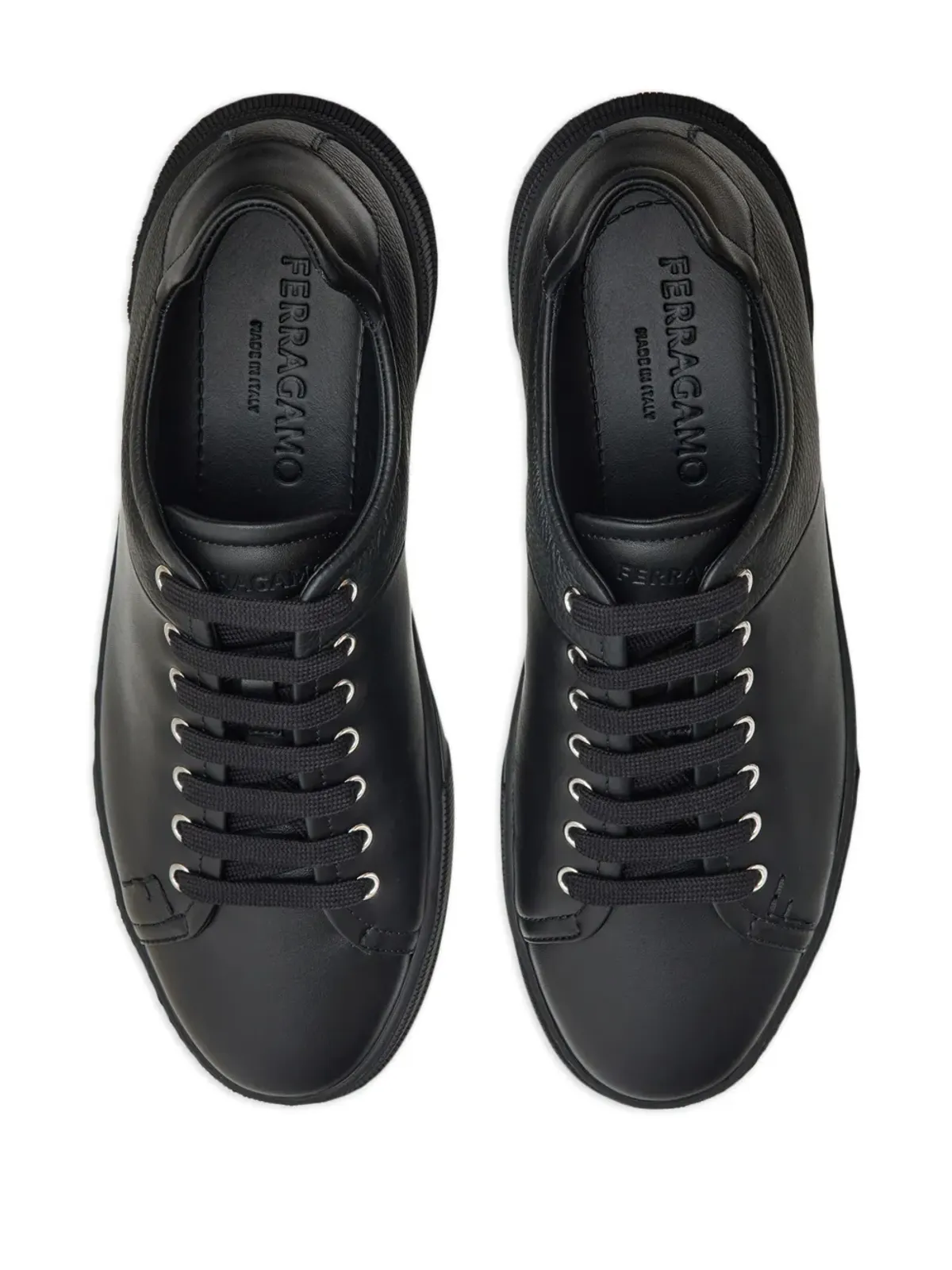 Ferragamo パネルドレザー スニーカー - ブラック - 画像4