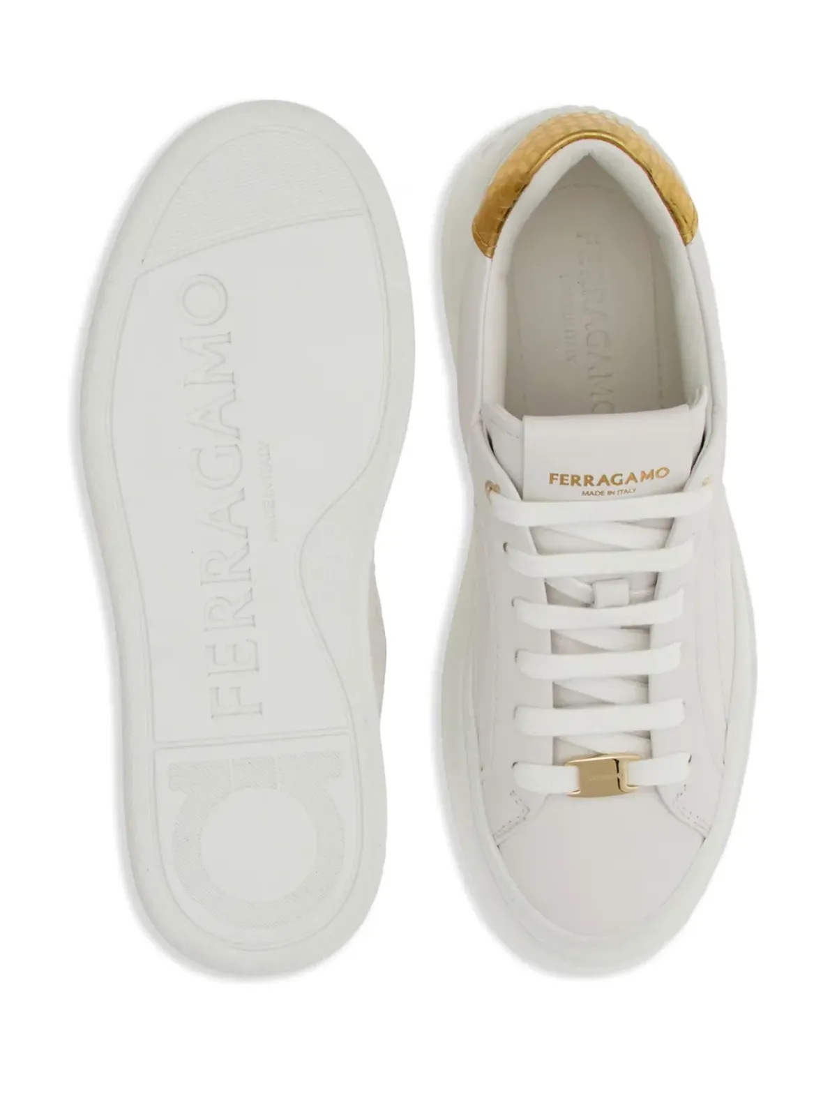 Ferragamo ウェッジ ロゴパッチ レザー スニーカー - ホワイト - 画像5