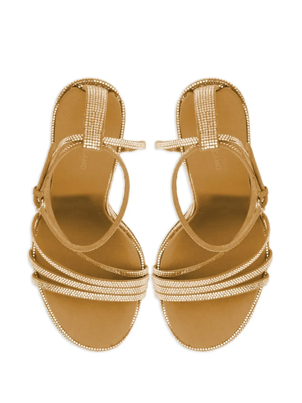 Ferragamo クリスタルエンブリッシュ レザーサンダル - 画像4