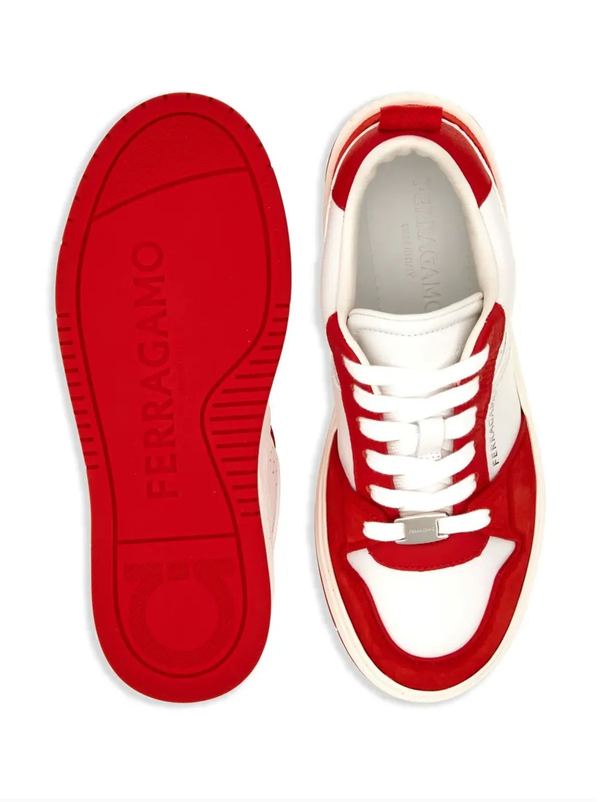 Ferragamo パネルドレザー スニーカー レッド - 画像5