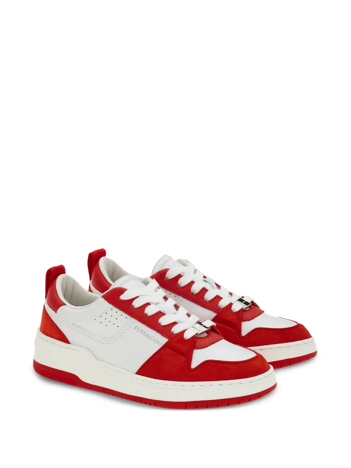 Ferragamo パネルドレザー スニーカー レッド - 画像2