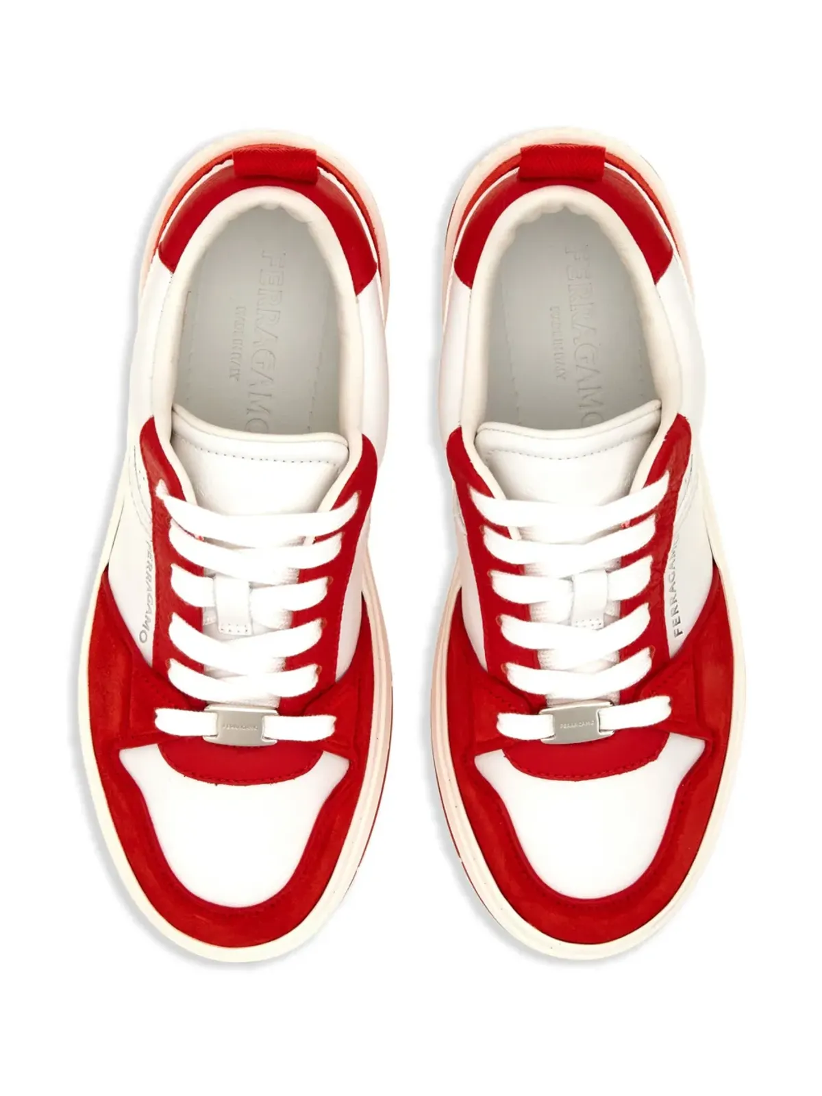 Ferragamo パネルドレザー スニーカー レッド - 画像4