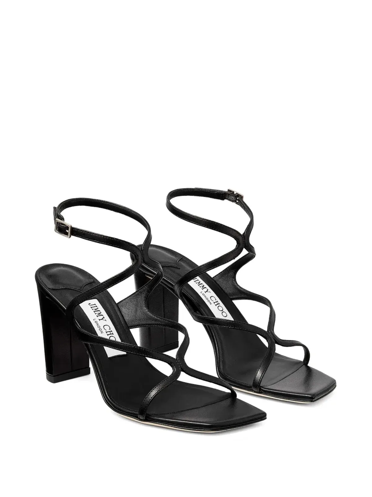 ビンテージ Jimmy Choo アジー 85mm ヒール レザー サンダル - ブラック - 画像2