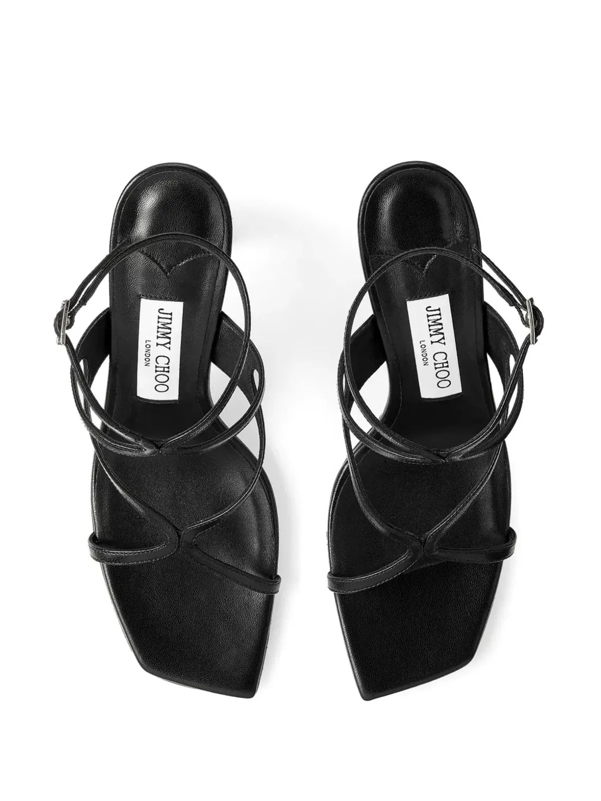ビンテージ Jimmy Choo アジー 85mm ヒール レザー サンダル - ブラック - 画像4